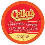 Cella's Decaf Chocolate Cherry Coffee Pods Compatible with Keurig K Cup Brewers, Medium Roast Flavored Coffee, Smooth Single Serve Pods for Home