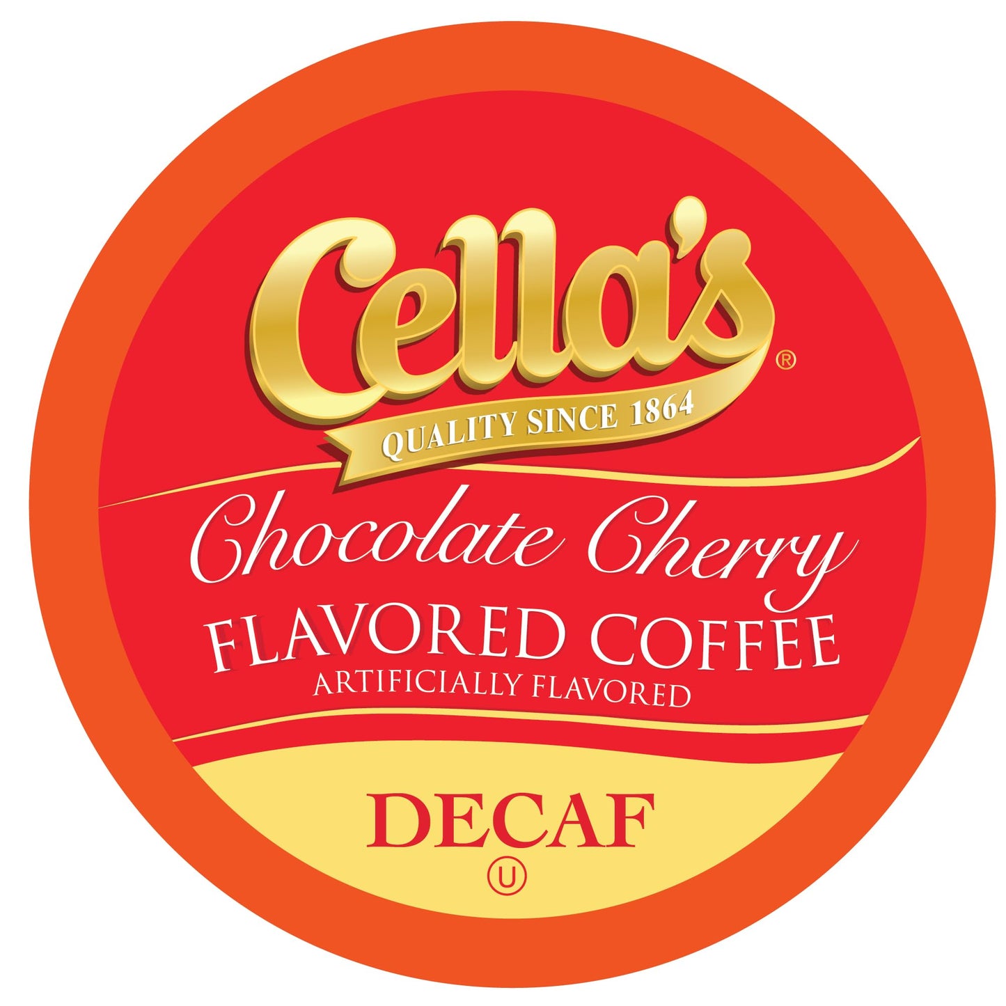 Cella's Decaf Chocolate Cherry Coffee Pods Compatible with Keurig K Cup Brewers, Medium Roast Flavored Coffee, Smooth Single Serve Pods for Home