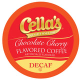 Cella's Decaf Chocolate Cherry Coffee Pods Compatible with Keurig K Cup Brewers, Medium Roast Flavored Coffee, Smooth Single Serve Pods for Home