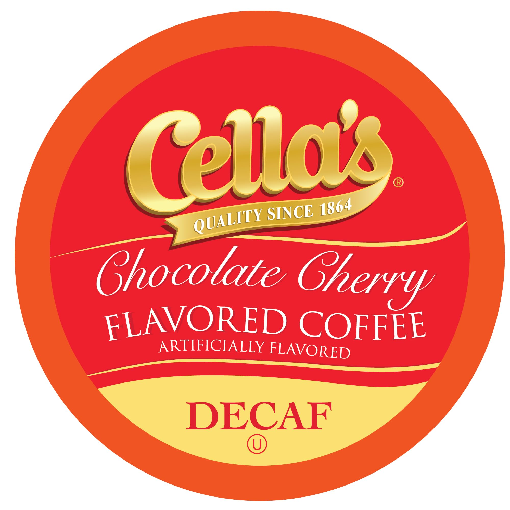 Cella's Decaf Chocolate Cherry Coffee Pods Compatible with Keurig K Cup Brewers, Medium Roast Flavored Coffee, Smooth Single Serve Pods for Home