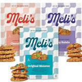 Meli’s Mini Cookies Variety Pack - Original Monster, Chocolate Chip & Oatey Raisin - Gluten Free Snacks, Plant Based Gourmet Cookies w/Candy Chocolate
