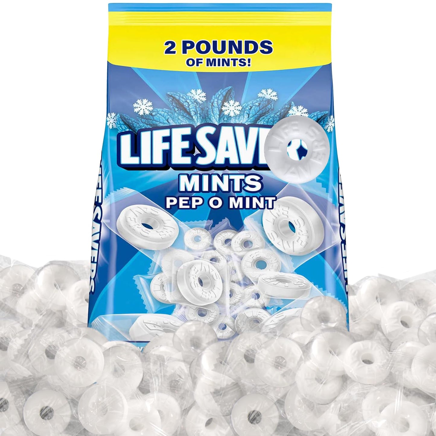 Pep O Mint Hard Candy, 2lb Pack of Mints Bulk, Perfect for Sharing, Gifting, Weddings and Special Events, Classic Peppermint Individually Wrapped