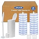 XFKJOR Toilet Brush and Holder Set - Disposable Toilet Wand Refills with Toilet Bowl Cleaners, Toilet Wand Kit Includes 20 Refill Heads, Wand