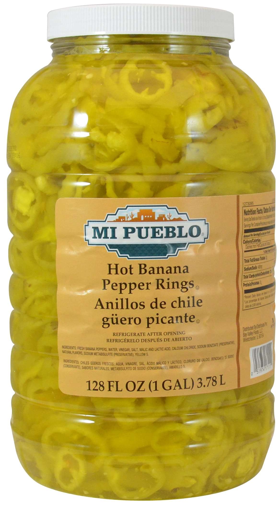 Mi Pueblo Hot High Defect Banana Pepper Ring, 1 Gallon -- 4 per case.