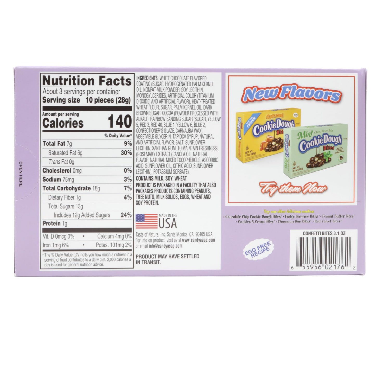 Edible Confetti Eggs Cookie Dough Bites, Fudge Brownie Flavored, Easter Basket Stuffer Candy, 3.1 Ounce