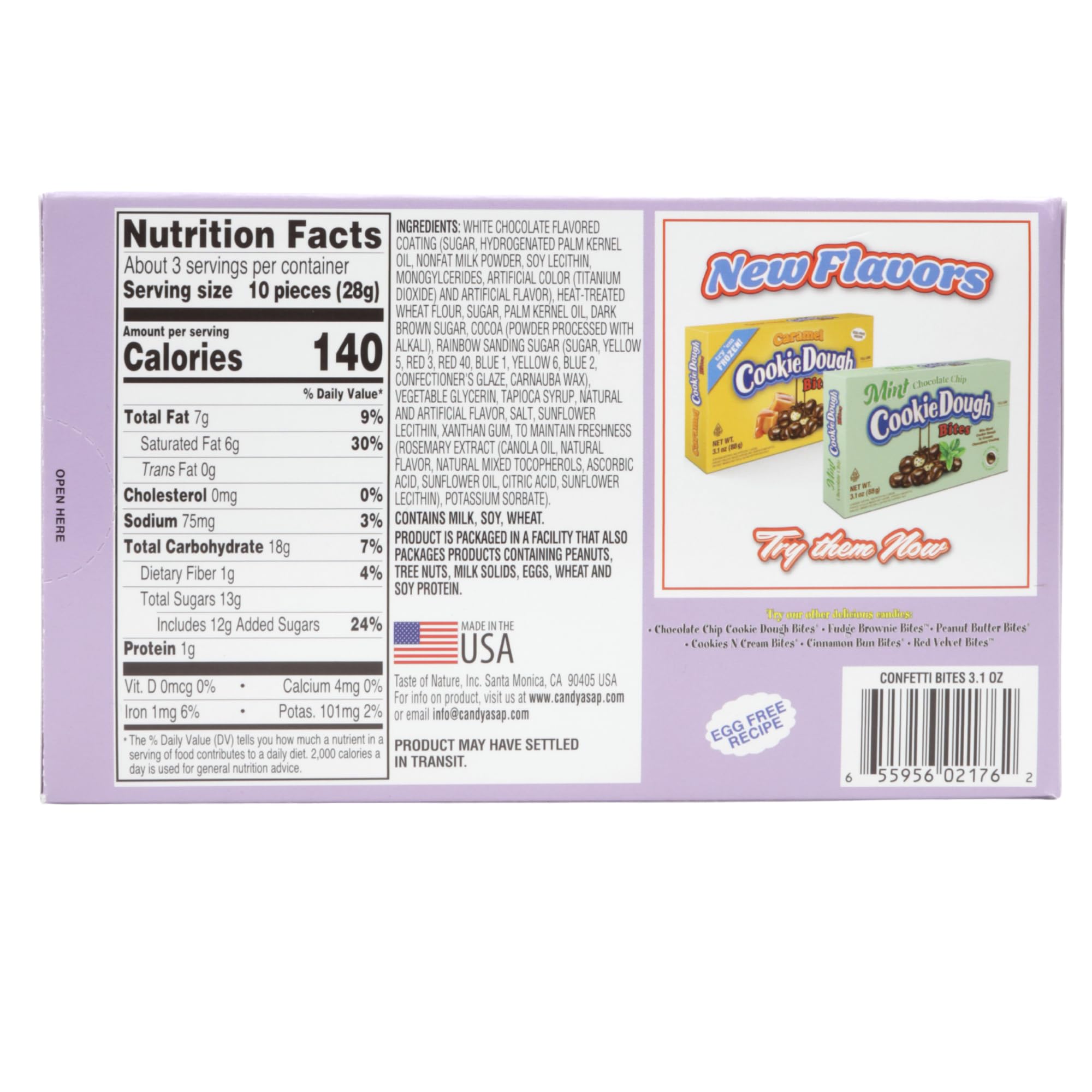 Edible Confetti Eggs Cookie Dough Bites, Fudge Brownie Flavored, Easter Basket Stuffer Candy, 3.1 Ounce