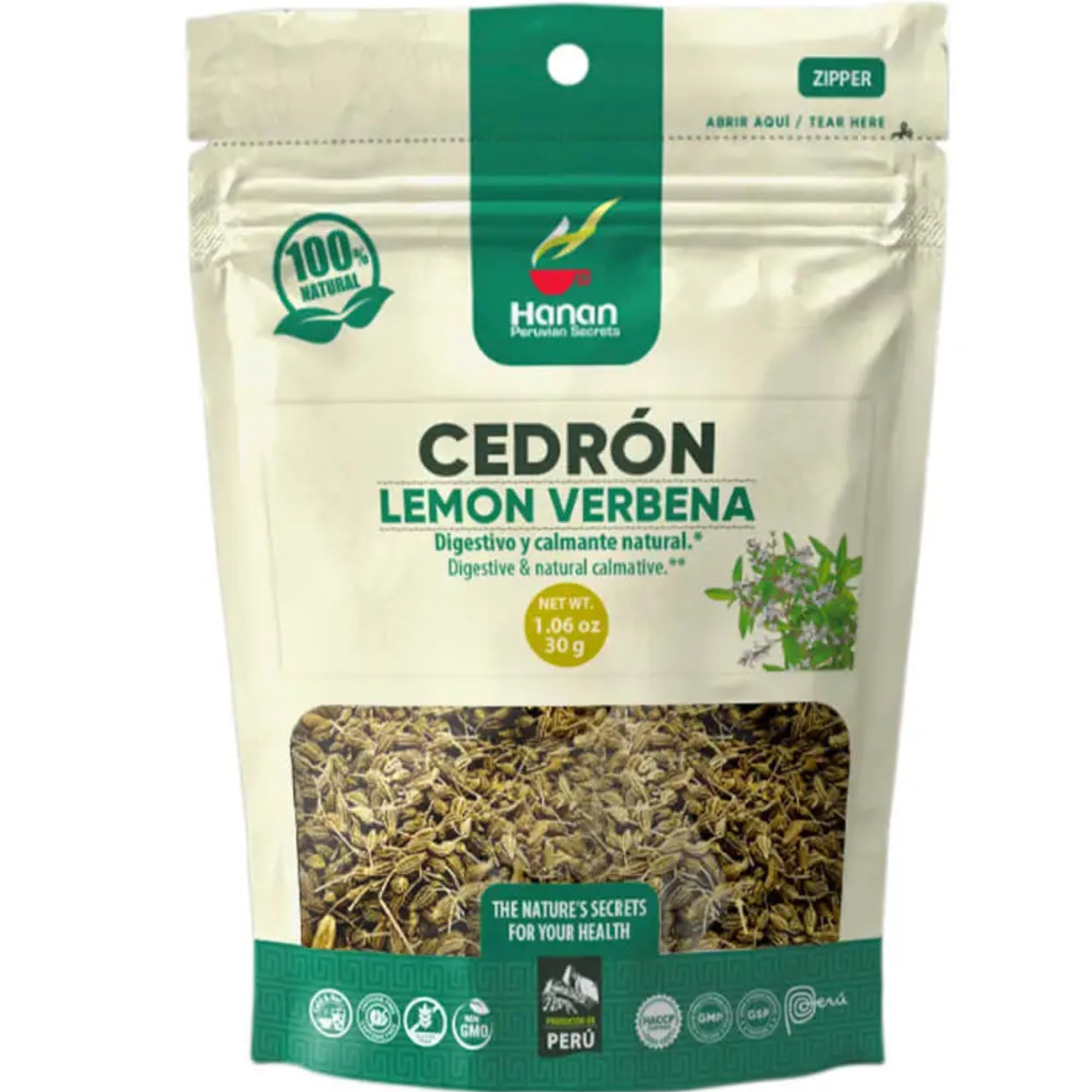 Hanan Lemon Verbena (Cedron) Loose Herbs - Herbal Tea All-Natural Beebrush from Peru’s Andes Mountains Flavor in Cooking Recipes, Potpourri, Perfumes