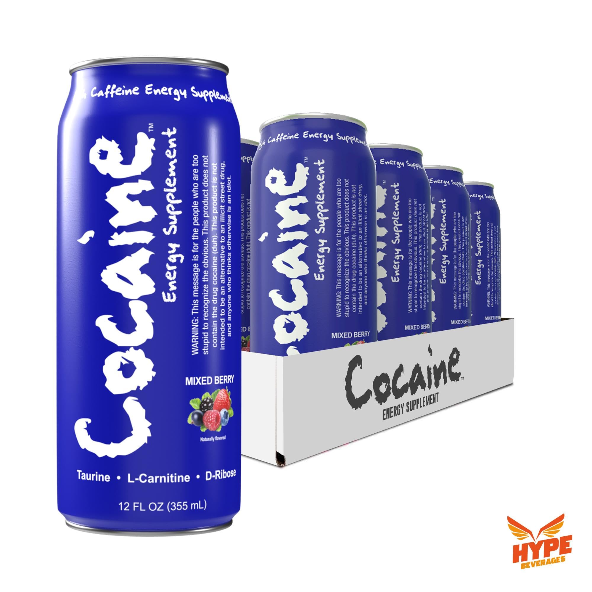 Hype Beverages Official Caffeinated Energy Drink - Healthy Energy Drinks with Taurine, L-Carnitine, Antioxidants, Vitamins, - 12 Oz Can - (Pack of 12