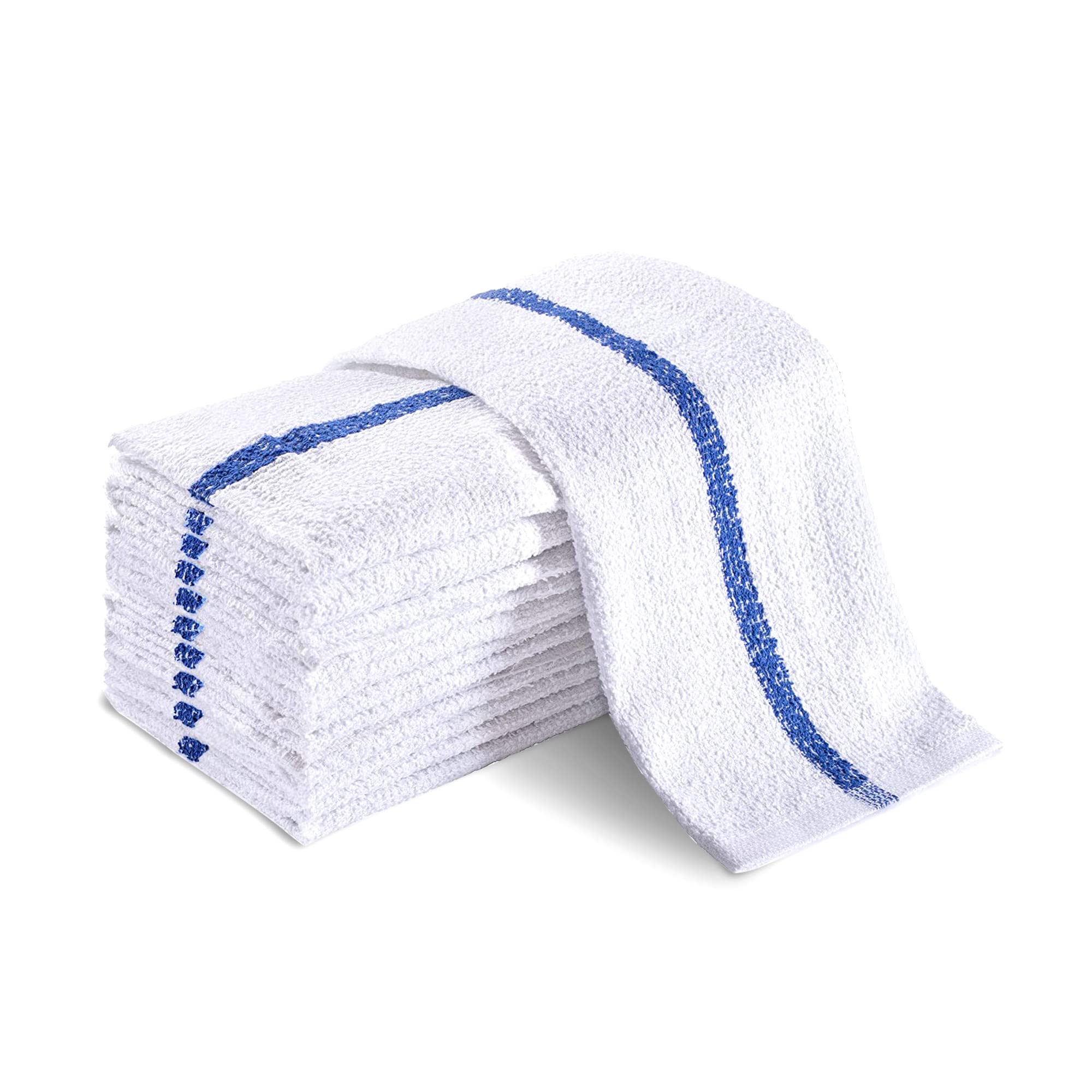 Groko Textiles Universal Cleaning Towels, Bulk 24 Pack, 16” X 19” 100% Cotton Fully Bordered Commercial Grade Terry Weave Cloth Bar Mops for Everyday