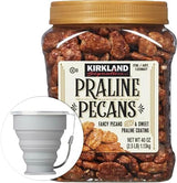 Kirkland Signature Praline Pecans, 2.5 lbs. Item 1209607. Bundle with MORALZA Silicone Collapsible Cup 200ml - 2 Items.