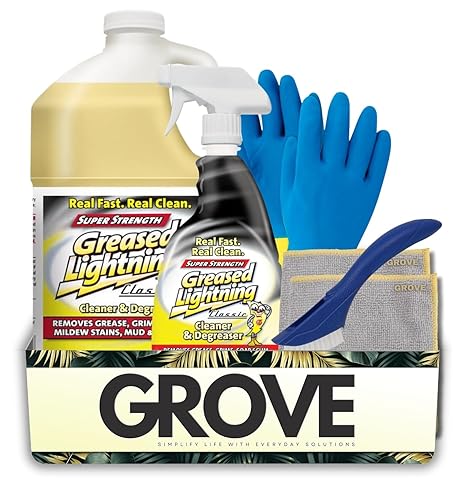 Fresh Scent Cleaner and Degreaser by Greased Lightning 1 gal Liquid Bundle with Lemon Scent Cleaner and Degreaser 32 oz Liquid + 2 Microfiber Cloth +