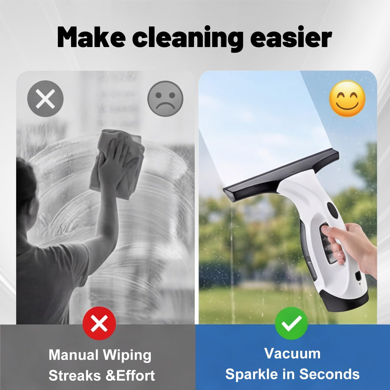 XHalvaen Electric Window Vacuum Squeegee Cordless, 2000Pa Electric Window Cleaner Tool Set, Rechargeable Window Vac, Window Squeegee Electric Cleaning