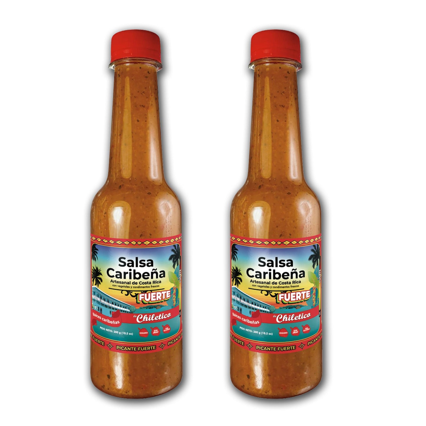 Chiletico Caribbean Hot Sauce, Strong Heat Level Handcrafted from Costa Rica with Fresh Vegetables and Natural Spices - Gourmet Flavor, 10.5 fl oz 2