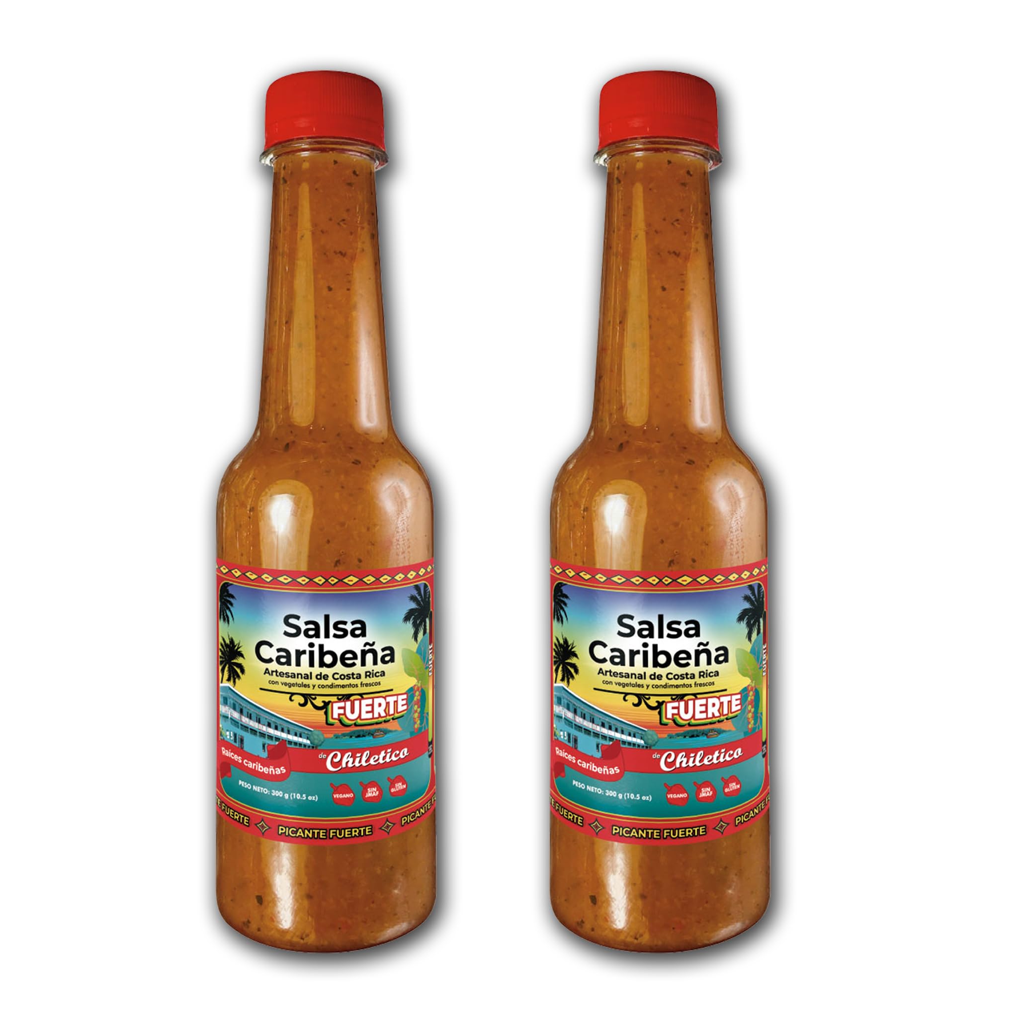Chiletico Caribbean Hot Sauce, Strong Heat Level Handcrafted from Costa Rica with Fresh Vegetables and Natural Spices - Gourmet Flavor, 10.5 fl oz 2