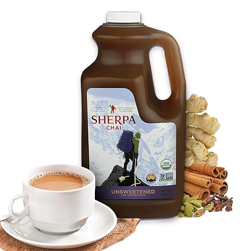 Sherpa Chai Traditional Chai Tea Concentrate - Hand Crafted Black Tea Concentrate with Traditional Non-GMO Ingredients - Authentic Chai Recipe Brewed