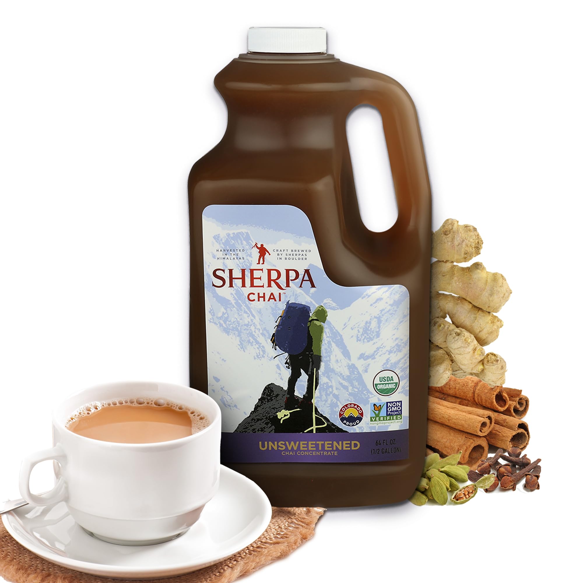 Sherpa Chai Traditional Chai Tea Concentrate - Hand Crafted Black Tea Concentrate with Traditional Non-GMO Ingredients - Authentic Chai Recipe Brewed