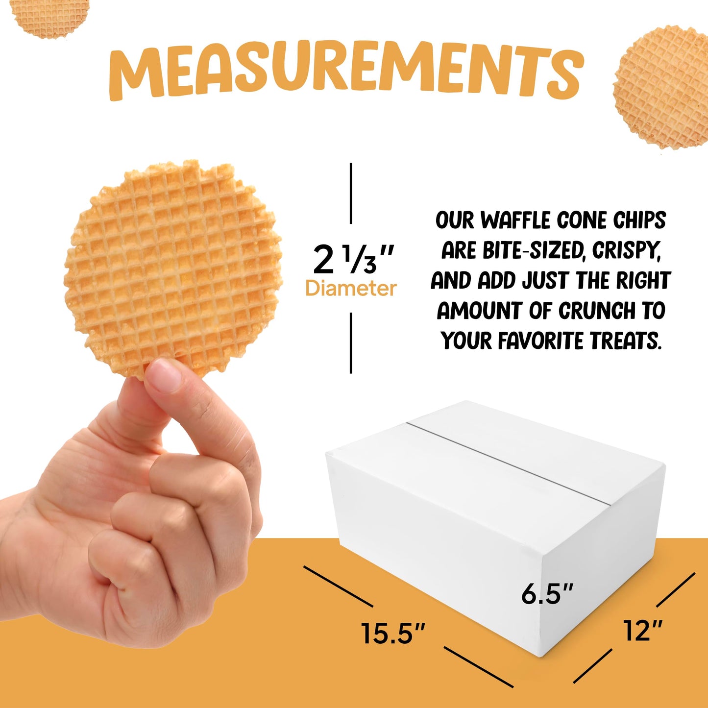 Waffle Cone Chips For Ice Cream Nachos - Round Waffle Chip - Round Wafer Cookies - Bulk Pack - 1,000 Chips