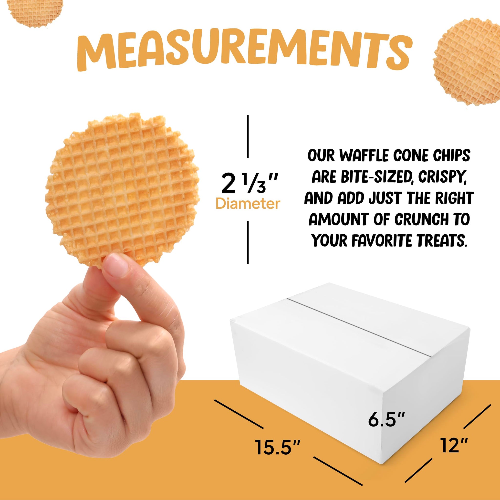 Waffle Cone Chips For Ice Cream Nachos - Round Waffle Chip - Round Wafer Cookies - Bulk Pack - 1,000 Chips