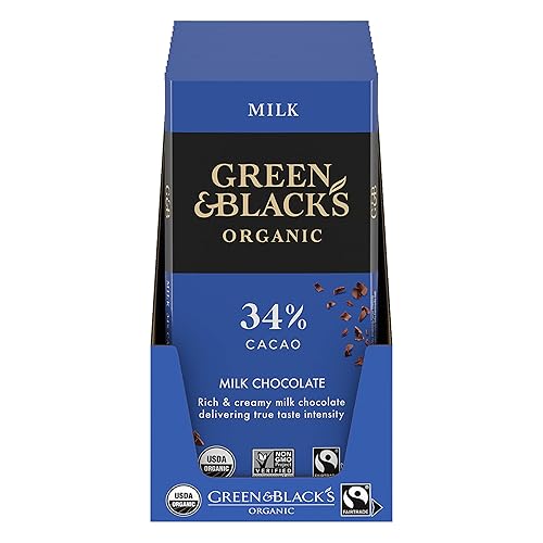 Green & Black's Organic Milk Chocolate Bar, 34% Cacao, 10 - 3.17 oz Bars