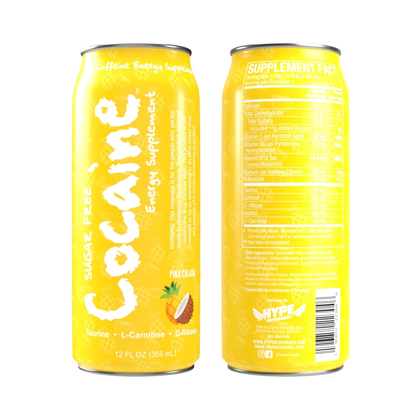 Hype Beverages Official Pre Workout Energy Drink - Sugar Free, Healthy 280mg Caffeine Boost, L-Carnitine, Taurine, Vitamins C, B6, B12, Antioxidants