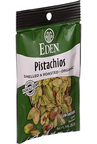 Eden Organic Shelled and Dry Roasted Pistachios, 1 Ounce (Pack of 12)