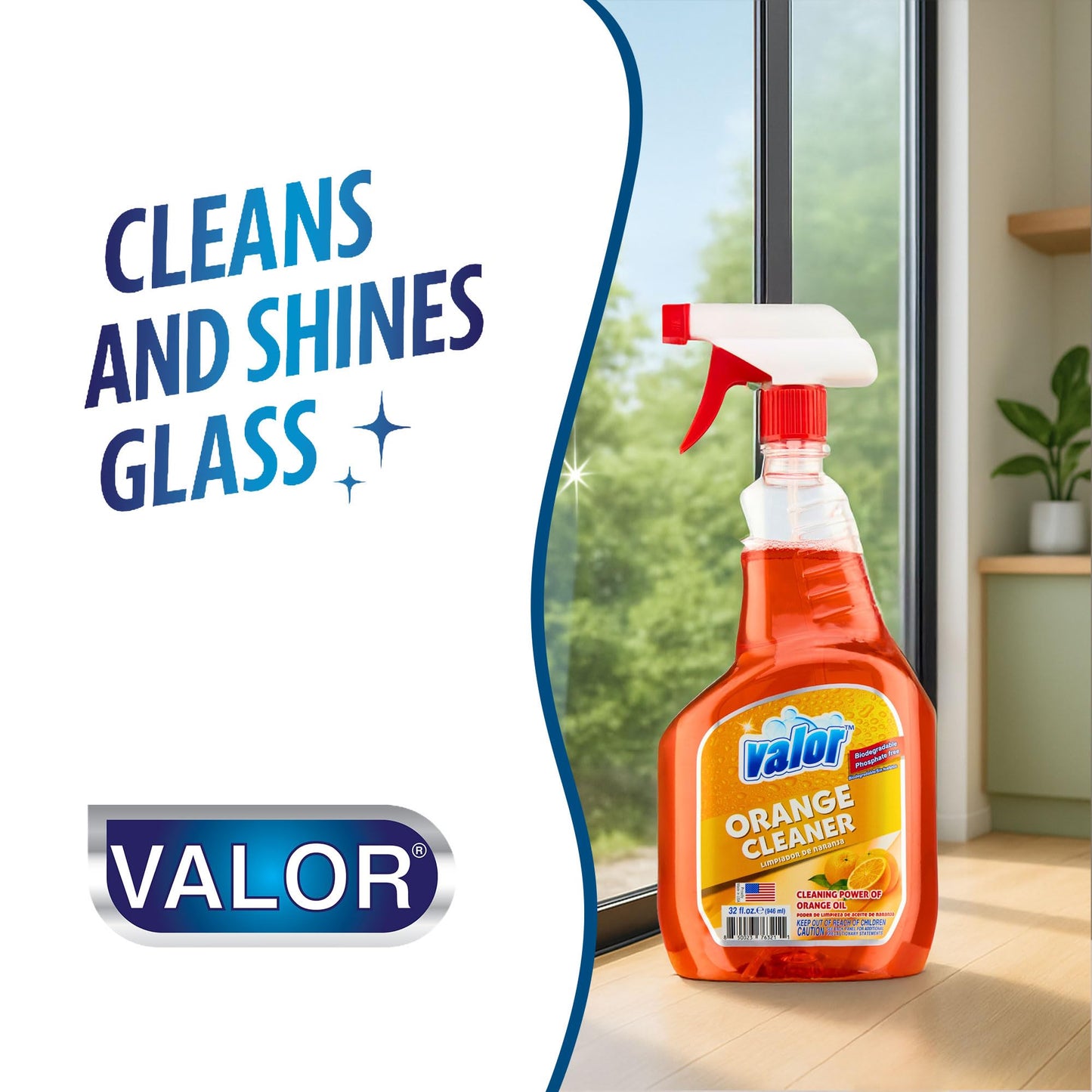 Valor All-Purpose Cleaner with Trigger Sprayer, 32 fl oz - Powerful Degreaser, Multi-Surface Use, Biodegradable Formula, Made in USA (32 Fl Oz (Pack