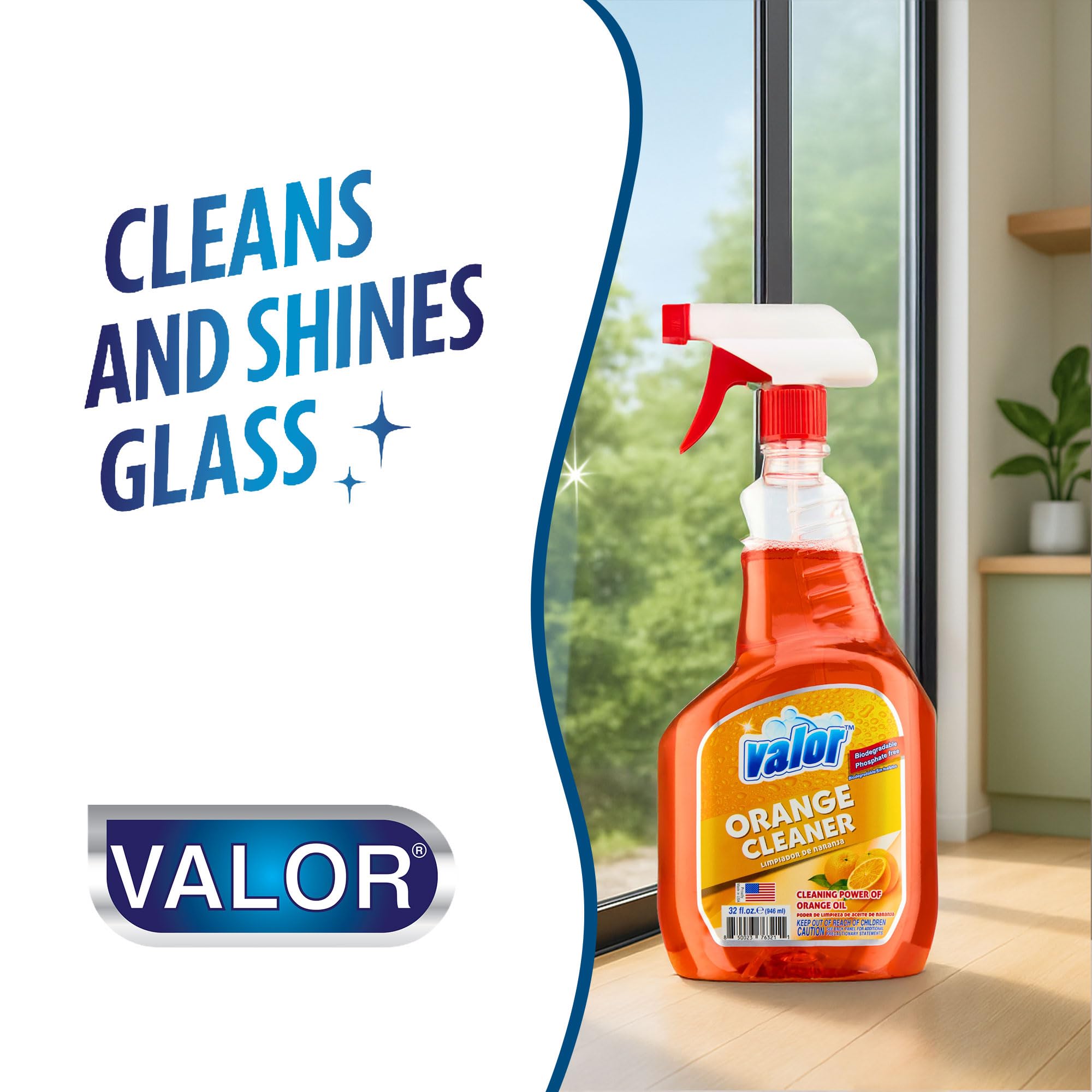 Valor All-Purpose Cleaner with Trigger Sprayer, 32 fl oz - Powerful Degreaser, Multi-Surface Use, Biodegradable Formula, Made in USA (32 Fl Oz (Pack