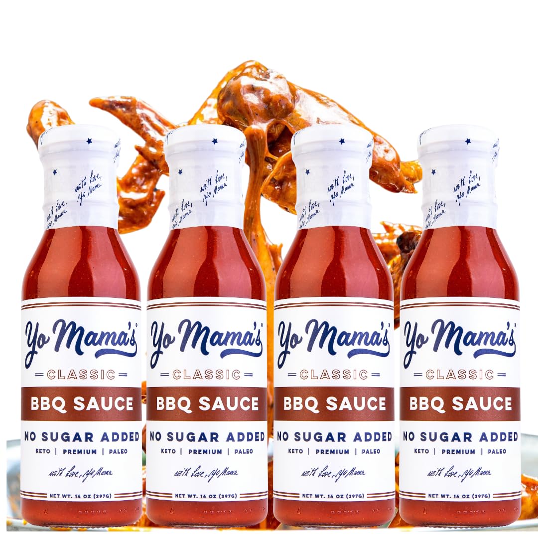 Yo Mama's Foods Keto Barbecue BBQ Sauce - (Pack of 4) - No Sugar Added, Low Carb, Vegan, Gluten Free, Paleo Friendly, and Made with Whole Non-GMO