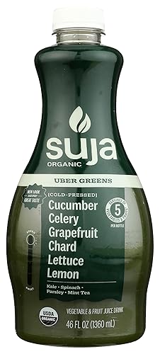 Suja Organic Cold-Pressed Uber Greens, Green Juice full of Leafy Green Cucumber, Celery, Chard, Lettuce, Kale & Grapefruit, Vegan, Plant-Based & USDA