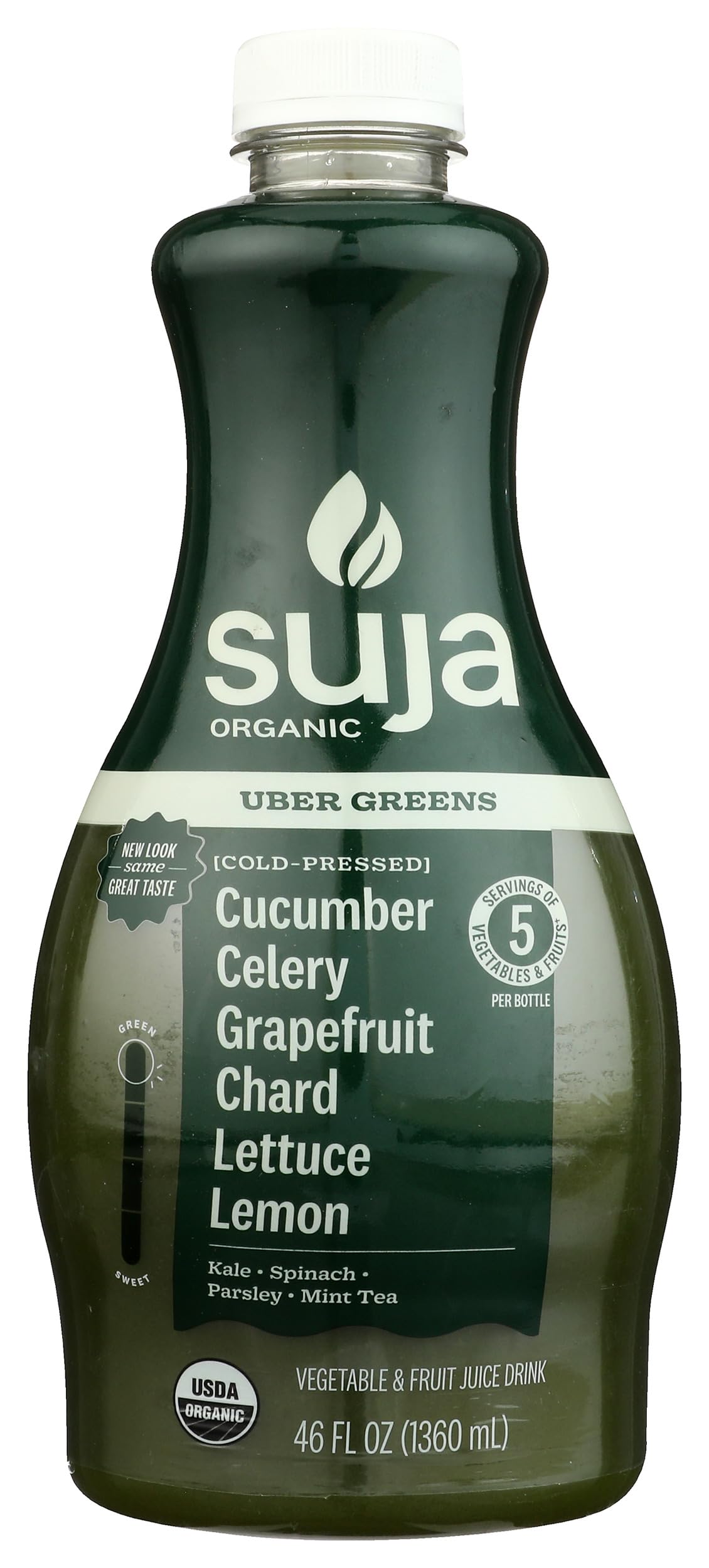 Suja Organic Cold-Pressed Uber Greens, Green Juice full of Leafy Green Cucumber, Celery, Chard, Lettuce, Kale & Grapefruit, Vegan, Plant-Based & USDA