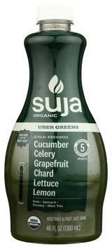 Suja Organic Cold-Pressed Uber Greens, Green Juice full of Leafy Green Cucumber, Celery, Chard, Lettuce, Kale & Grapefruit, Vegan, Plant-Based & USDA