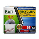 PAMI Recycling Tall Kitchen Drawstring Trash Bags- Extra-Strong Plastic Garbage Bags- Thick Trash Can Liners For Kitchen & Outdoor Bins- 2ft x2ft