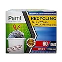 PAMI Recycling Tall Kitchen Drawstring Trash Bags- Extra-Strong Plastic Garbage Bags- Thick Trash Can Liners For Kitchen & Outdoor Bins- 2ft x2ft