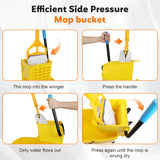 35 Qt Commercial Mop Bucket with Side Press Wringer on Wheels, Mop and Bucket Set, Add One Industrial Mop and One Mop Head Replacement