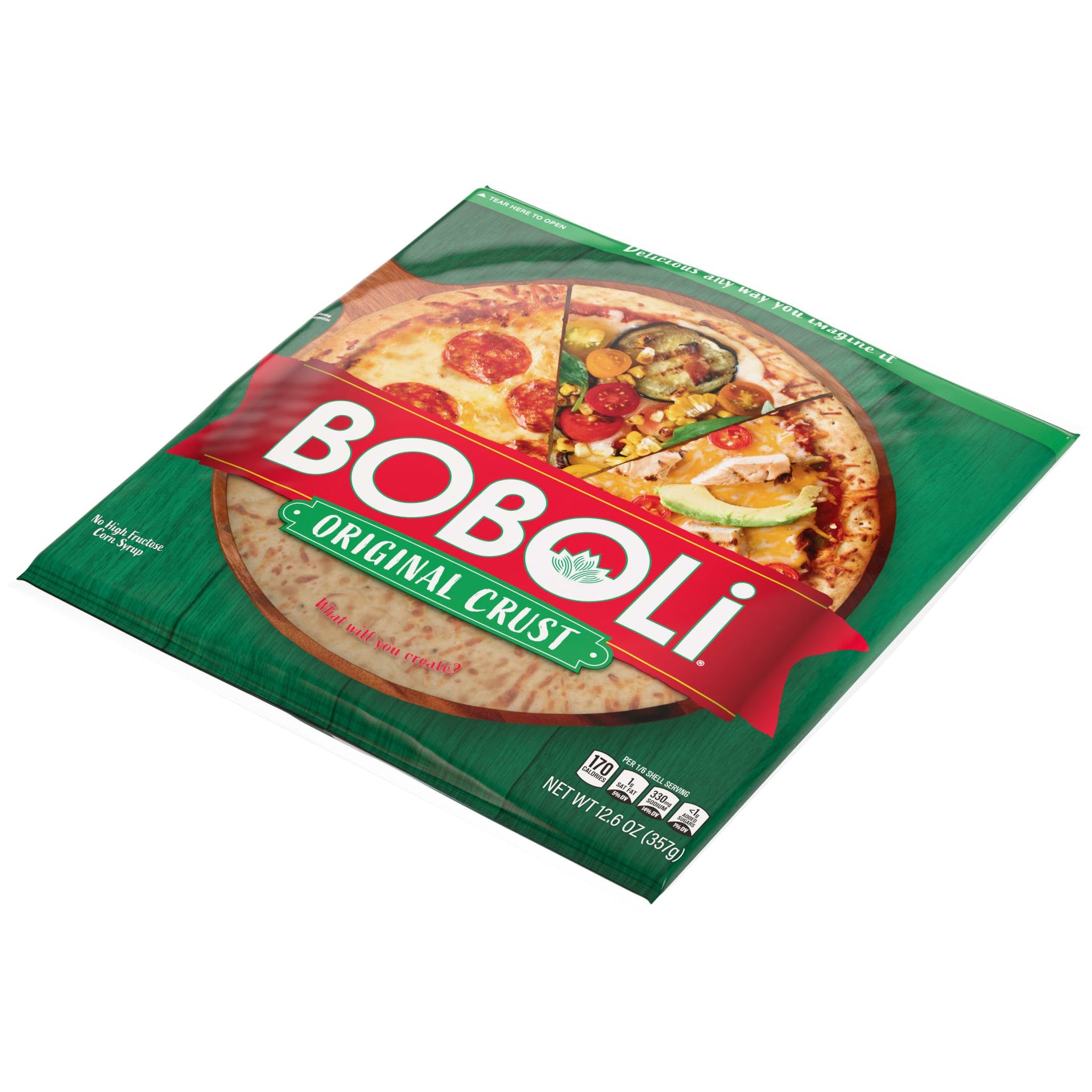 Boboli 12" Original Pizza Crust, Ready-made Plain Cooked Pizza Dough, 12.6 oz Bag