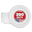 6-Inch Paper Plates Uncoated, Everyday Disposable Dessert Plates 6" Paper Plate Bulk, White, 300 Count, Stock Your Home