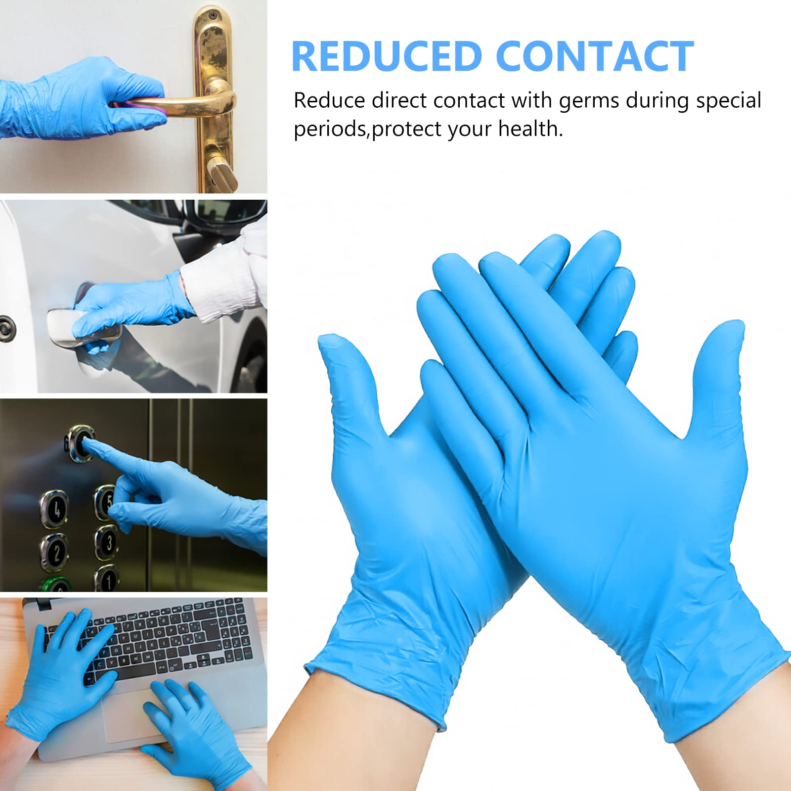 squish Disposable Gloves, Blue 4 mil Vinyl Synmax Blend Exam Gloves Non Sterile, Powder Free, Latex Free - Cleaning Supplies, Kitchen and Food