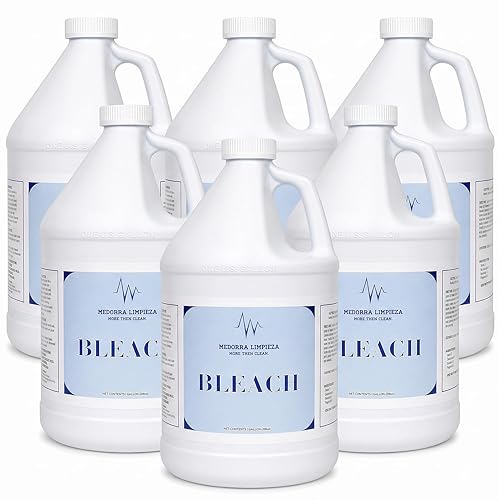 Medorra Liquid Bleach, 1 Gallon, 6-Pack, Original Unscented Chlorine Bleach, 128 fl oz Each, Multi-Purpose Cleaner for Laundry, Whites, Stain Removal