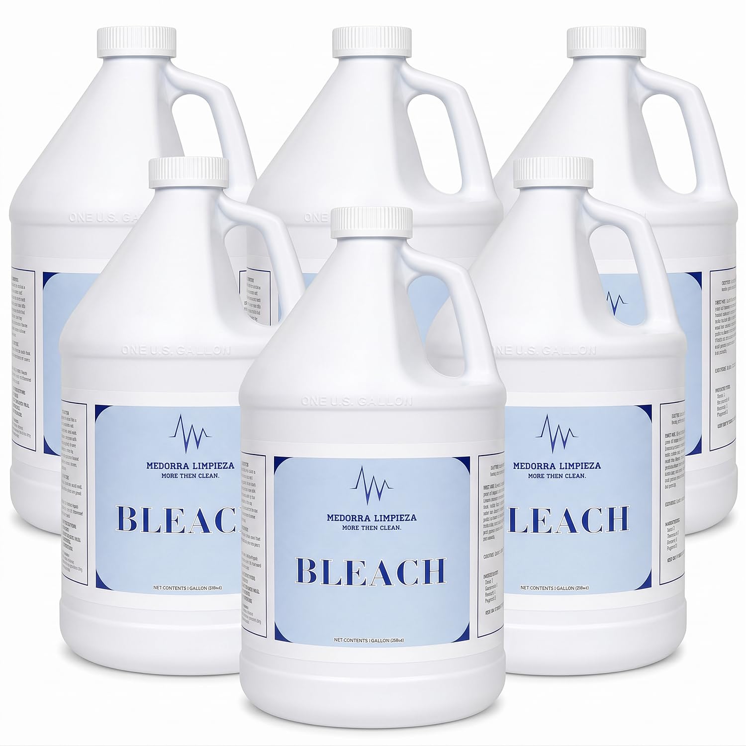 Medorra Liquid Bleach, 1 Gallon, 6-Pack, Original Unscented Chlorine Bleach, 128 fl oz Each, Multi-Purpose Cleaner for Laundry, Whites, Stain Removal
