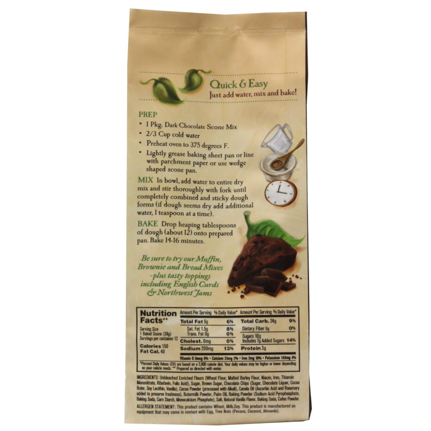 Sticky Fingers Bakeries, English Scone Mix, Dark Chocolate, Just Add Water, Mix, and Bake. Makes 12 Scones (Pack of 1)