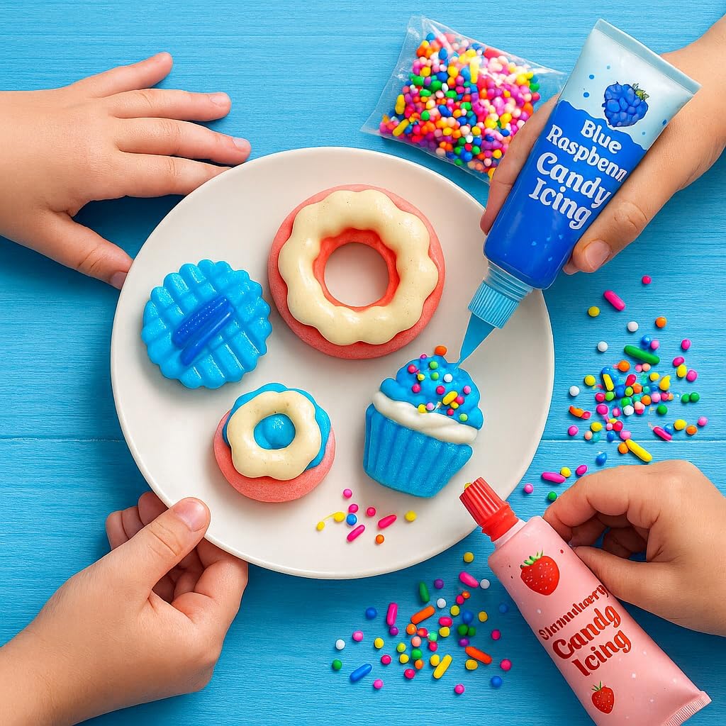 Gummy Bakeshop Candy Kit - Gummy Donut, Cookie & Cupcake Shapes with Candy Icing and Sprinkles - Flavored Candy Treat Set