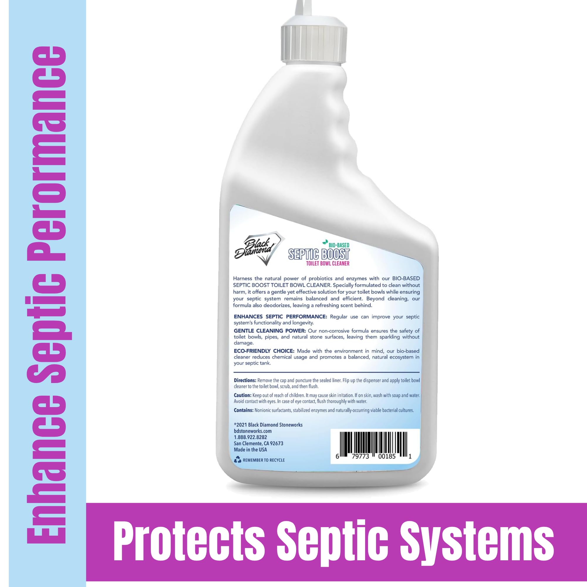 Septic Safe Toilet Bowl Cleaner - Septic Boost Acid-Free Toilet Cleaner with Enzymes for Septic Tank Treatment - Effective Cleaning & Deodorizing