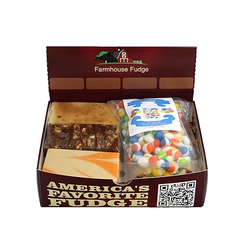 Farmhouse Fudge Build Your Own Box - 3 Piece Fudge Gift Set and 1 Bag Freeze Dried Candy - Customizable Candy & Fudge Treat Box - Unique Gift Idea