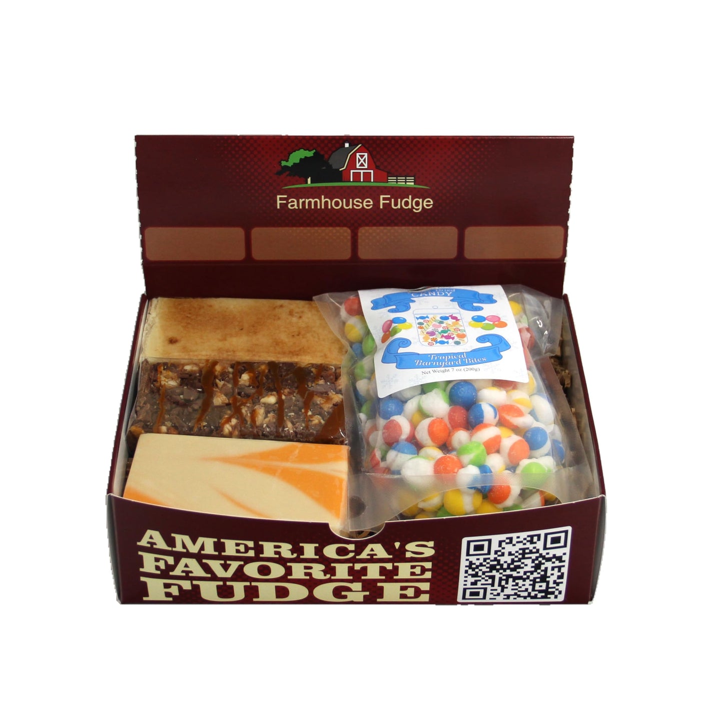 Farmhouse Fudge Build Your Own Box - 3 Piece Fudge Gift Set and 1 Bag Freeze Dried Candy - Customizable Candy & Fudge Treat Box - Unique Gift Idea