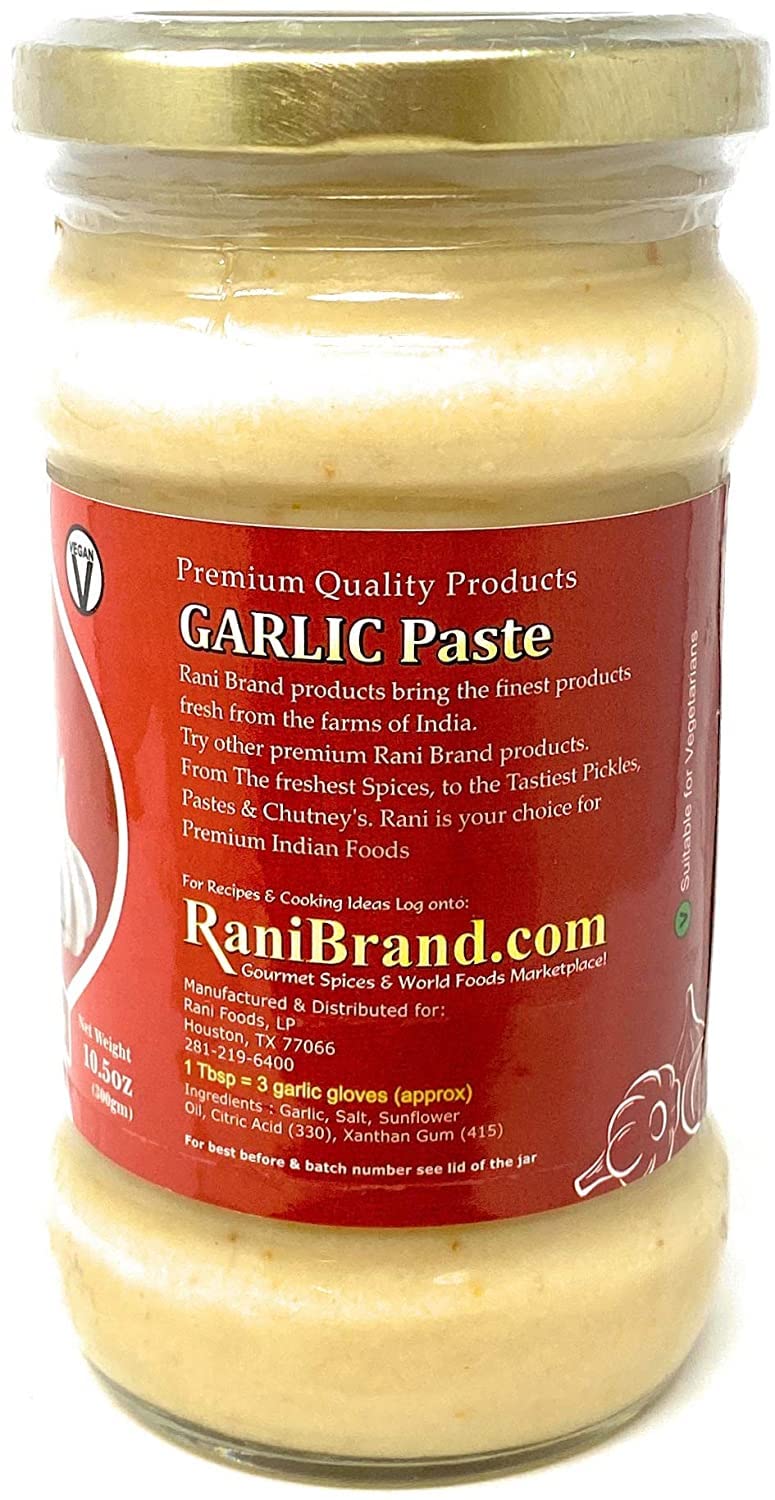 Rani Garlic Cooking Paste 10.5oz (300g) Glass Jar ~ Vegan | Gluten Free | NON-GMO | No Colors | Indian Origin