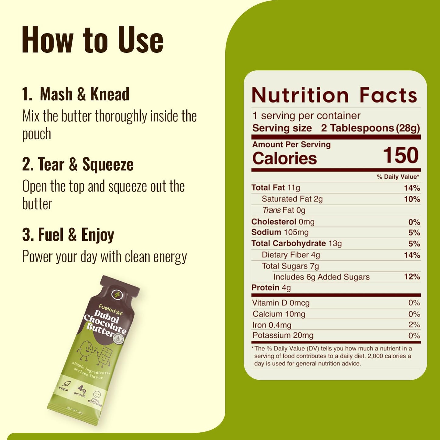 Fueled AF Vegan, Keto, and Paleo Friendly, 8 Pouches (8 oz each) (8 Ounce (Pack of 8), Dubai Chocolate Spread)