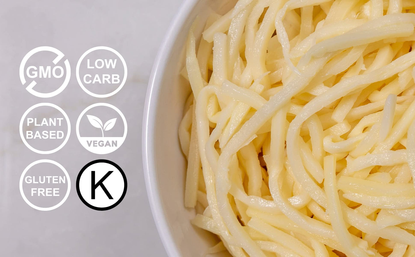 Kitchen & Love Hearts of Palm Linguine, Low Carb, Low Calories, Plant Based, Non GMO, Gluten Free Pasta Alternative, Vegan, Easy to Prepare, Quick