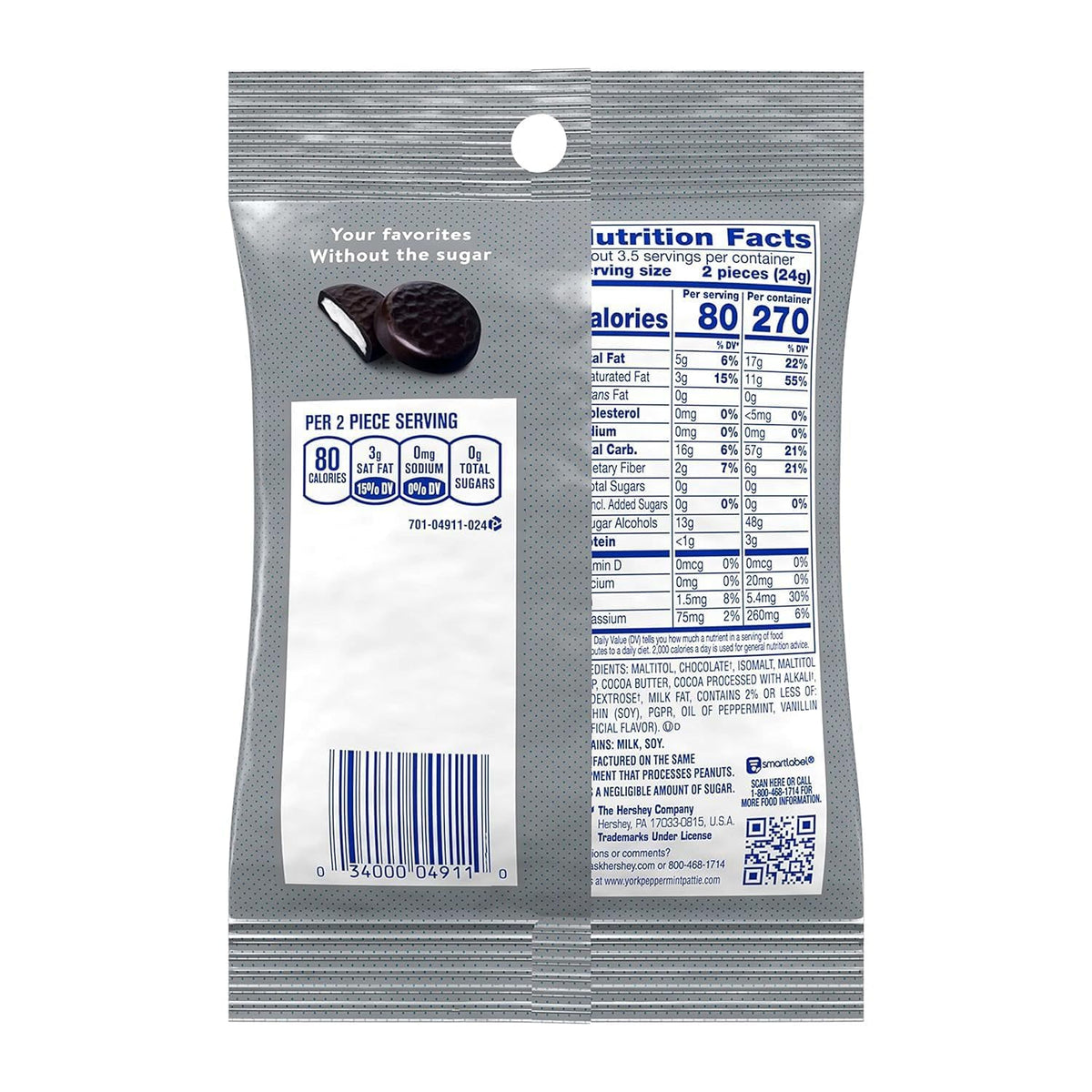 Zero Sugar Peppermint Patties - Chocolate Covered Mint Candy, Aspartame Free, 3 oz Bag (Pack of 6)
