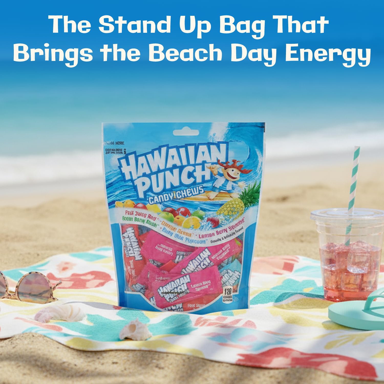 Adams & Brooks Hawaiian Punch Candy Chews (Lemon Berry Squeeze, Fruit Juicy Red, Blue Typhoon, Green Berry Rush, & Orange Ocean), Standup Bag