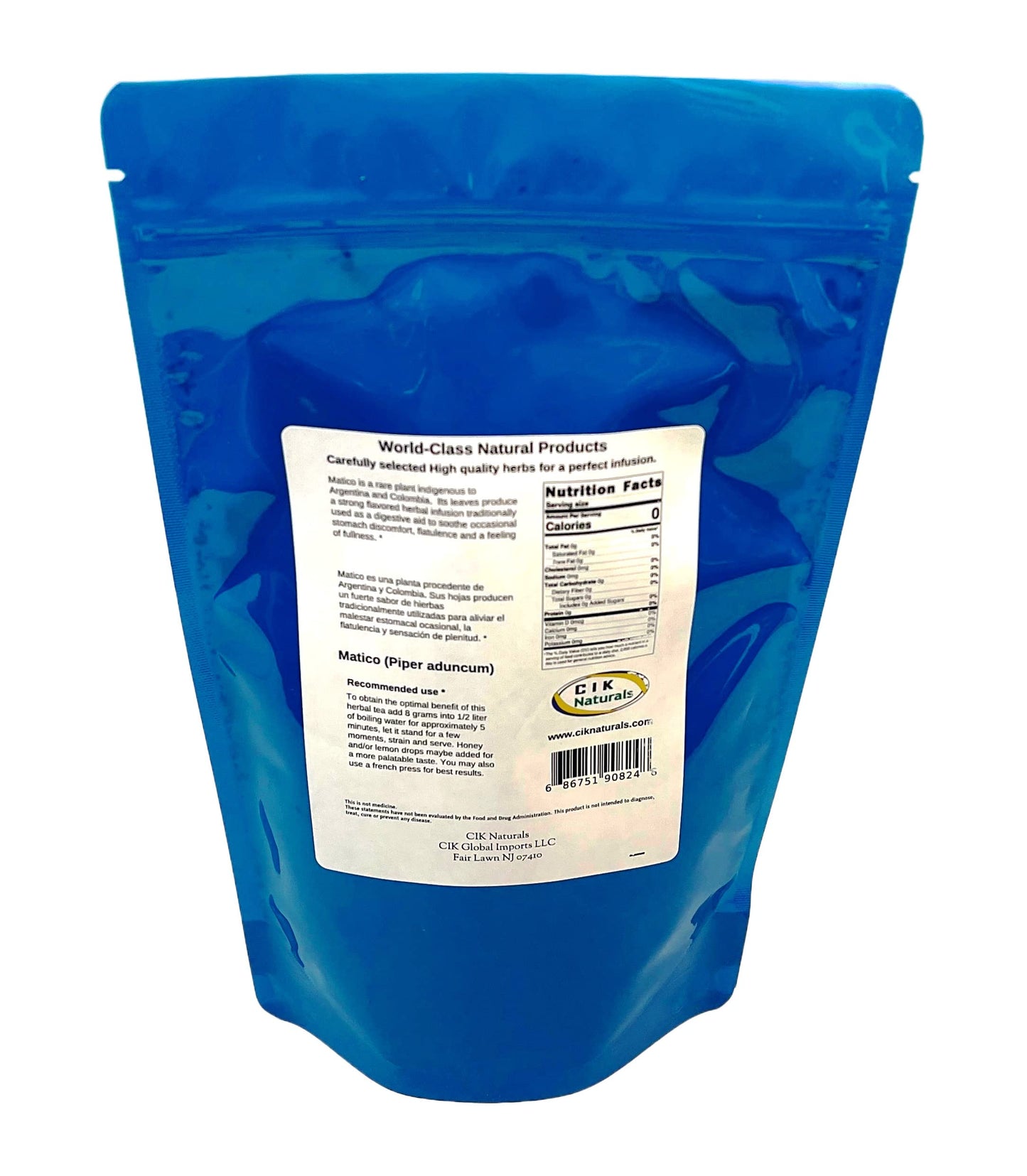CIK Naturals Matico Herb - Herbal Infusions Tea (100g) 3.52oz Zip-lock Bag Piper aduncum